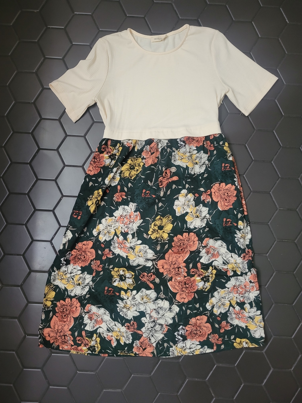 Roolee Floral A-Line Dress with Cream Top